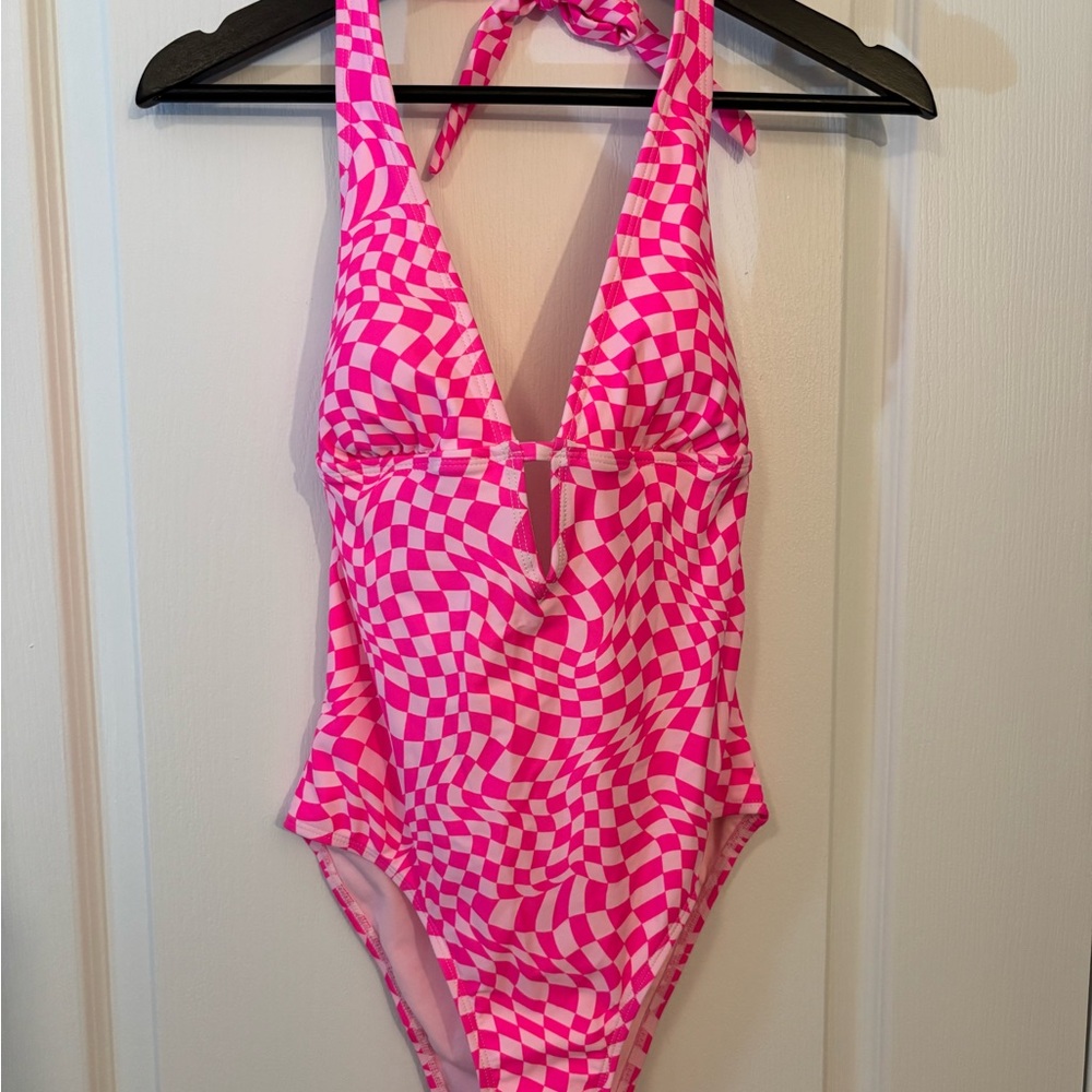 Pink Geometric One-Piece Swimsuit